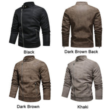 Load image into Gallery viewer, Mens Lapel Leather Motorcycle Jacket, S, M, L, XL, XXL, 3XL