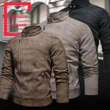 Load image into Gallery viewer, Mens Lapel Leather Motorcycle Jacket, S, M, L, XL, XXL, 3XL