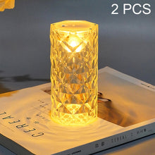 Load image into Gallery viewer, 2 PCS SF-001A 1.5V Rose Ambient Light Bedside Crystal LED Desk Lamp, 2 PCS  Yellow Light Without Humidifier, 2 PCS  White Light Without Humidifier