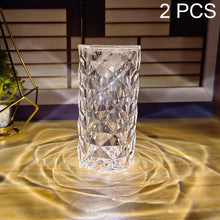 Load image into Gallery viewer, 2 PCS SF-001A 1.5V Rose Ambient Light Bedside Crystal LED Desk Lamp, 2 PCS  Yellow Light Without Humidifier, 2 PCS  White Light Without Humidifier