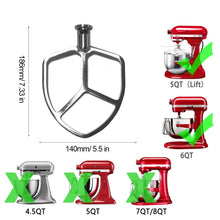 Load image into Gallery viewer, Stainless Steel Accessories, For KitchenAid  6QT Mixer Head, For KitchenAid 5QT Mixer Head, For KitchenAid Stand Mixer 5QT  Whip Whisk, For Kitchenaid Stand Mixer 5QT Dough Hook, For KitchenAid Stand Mixer 6QT Whip Whisk                                ...