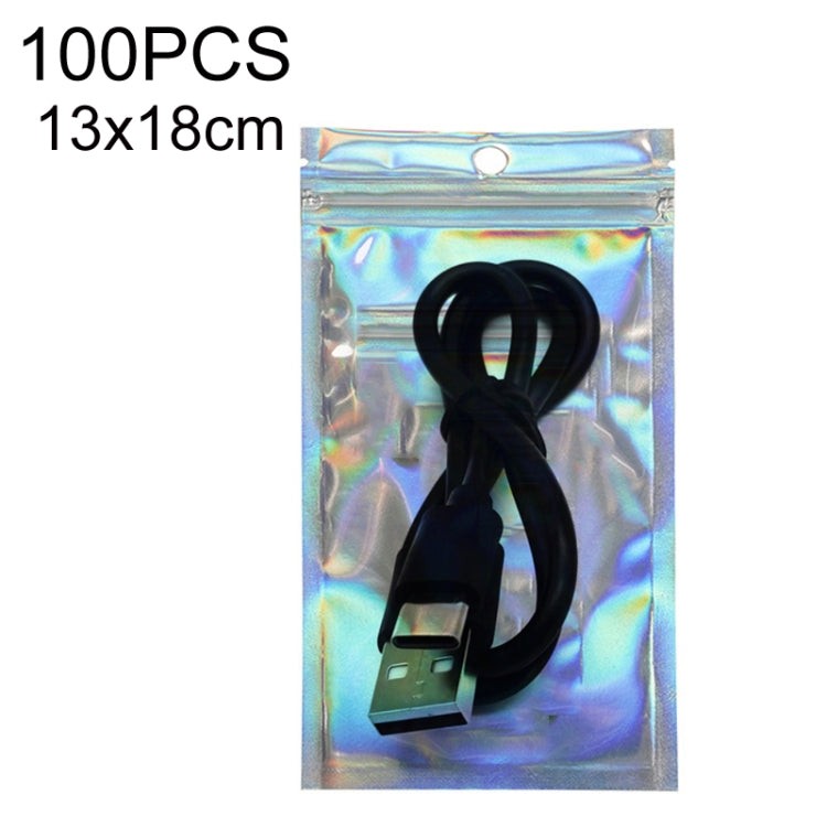 100PCS Laser Self-sealing Packaging Bag Data Line Aluminum Foil Plastic Bag , Size:
