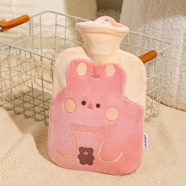 ZS103 Cartoon Plush Water-filled Hot Water Bags Explosion-proof Leak-proof Warming Water Bottle, Spec:, Pink Lucky Rabbit, Beige Lucky Rabbit, Brown Bear, Khaki Bear, Purple Duck, Pink Rabbit, Pink Duck, Deep Blue Duck, Ink Green Duck, Intervened Pink ...