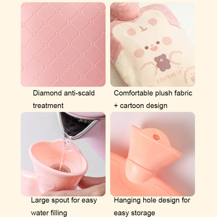 ZS103 Cartoon Plush Water-filled Hot Water Bags Explosion-proof Leak-proof Warming Water Bottle, Spec:, Pink Lucky Rabbit, Beige Lucky Rabbit, Brown Bear, Khaki Bear, Purple Duck, Pink Rabbit, Pink Duck, Deep Blue Duck, Ink Green Duck, Intervened Pink ...
