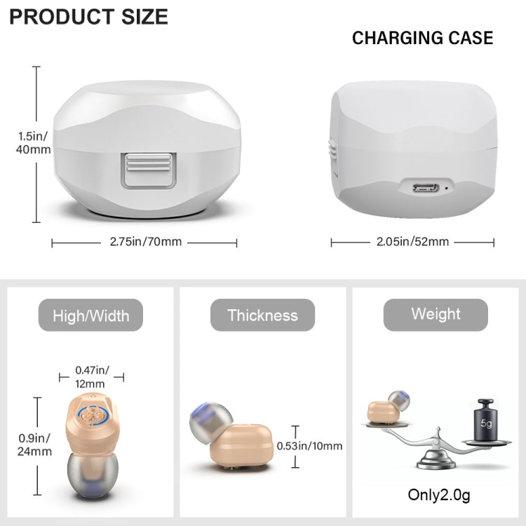 Z-127C TWS Charging Hearing Aid Sound Amplifier Auxiliary Listener, Z-127C Red Blue