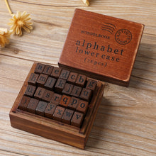 Load image into Gallery viewer, E13 28PCS/Set Vintage Wooden Alphabet and Number Diary Handbook DIY Stamps, Regular Capital, Regular Lowercase, Cursive Capital, Cursive Lowercase, Digital Weather