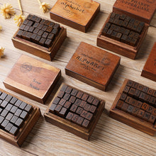 Load image into Gallery viewer, E13 28PCS/Set Vintage Wooden Alphabet and Number Diary Handbook DIY Stamps, Regular Capital, Regular Lowercase, Cursive Capital, Cursive Lowercase, Digital Weather