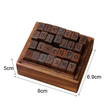 Load image into Gallery viewer, E13 28PCS/Set Vintage Wooden Alphabet and Number Diary Handbook DIY Stamps, Regular Capital, Regular Lowercase, Cursive Capital, Cursive Lowercase, Digital Weather