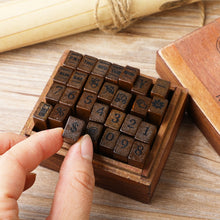 Load image into Gallery viewer, E13 28PCS/Set Vintage Wooden Alphabet and Number Diary Handbook DIY Stamps, Regular Capital, Regular Lowercase, Cursive Capital, Cursive Lowercase, Digital Weather