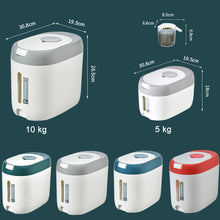 Load image into Gallery viewer, Kitchen Sealed Moisture Dust Proof Storage Rice Bucket, Red 10kg, Red 5kg, Gray 10kg, Gray 5kg, Blue 10kg, Blue 5kg, Green 10kg, Green 5kg