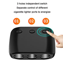 Load image into Gallery viewer, 3 in 1 120W Car Cigarette Lighter Independent Switch Dual USB Charger, ZNB03S