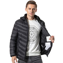 Load image into Gallery viewer, USB Winter Electric Heated Jacket Warm Thermal Jacket, 4 Zone Blue S, 4 Zone Blue M, 4 Zone Blue L, 4 Zone Blue XL, 4 Zone Blue XXL, 4 Zone Blue 3XL, 4 Zone Blue 4XL, 4 Zone Black  S, 4 Zone Black  M, 4 Zone Black  L, 4 Zone Black  XL, 4 Zone Black  XX...
