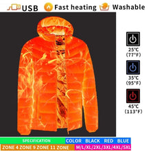 Load image into Gallery viewer, USB Winter Electric Heated Jacket Warm Thermal Jacket, 4 Zone Blue S, 4 Zone Blue M, 4 Zone Blue L, 4 Zone Blue XL, 4 Zone Blue XXL, 4 Zone Blue 3XL, 4 Zone Blue 4XL, 4 Zone Black  S, 4 Zone Black  M, 4 Zone Black  L, 4 Zone Black  XL, 4 Zone Black  XX...