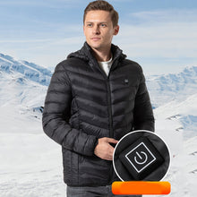 Load image into Gallery viewer, USB Winter Electric Heated Jacket Warm Thermal Jacket, 4 Zone Blue S, 4 Zone Blue M, 4 Zone Blue L, 4 Zone Blue XL, 4 Zone Blue XXL, 4 Zone Blue 3XL, 4 Zone Blue 4XL, 4 Zone Black  S, 4 Zone Black  M, 4 Zone Black  L, 4 Zone Black  XL, 4 Zone Black  XX...