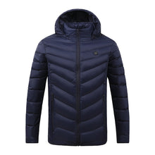 Load image into Gallery viewer, USB Winter Electric Heated Jacket Warm Thermal Jacket, 4 Zone Blue S, 4 Zone Blue M, 4 Zone Blue L, 4 Zone Blue XL, 4 Zone Blue XXL, 4 Zone Blue 3XL, 4 Zone Blue 4XL, 4 Zone Black  S, 4 Zone Black  M, 4 Zone Black  L, 4 Zone Black  XL, 4 Zone Black  XX...