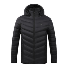 Load image into Gallery viewer, USB Winter Electric Heated Jacket Warm Thermal Jacket, 4 Zone Blue S, 4 Zone Blue M, 4 Zone Blue L, 4 Zone Blue XL, 4 Zone Blue XXL, 4 Zone Blue 3XL, 4 Zone Blue 4XL, 4 Zone Black  S, 4 Zone Black  M, 4 Zone Black  L, 4 Zone Black  XL, 4 Zone Black  XX...