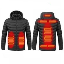 Load image into Gallery viewer, USB Winter Electric Heated Jacket Warm Thermal Jacket, 4 Zone Blue S, 4 Zone Blue M, 4 Zone Blue L, 4 Zone Blue XL, 4 Zone Blue XXL, 4 Zone Blue 3XL, 4 Zone Blue 4XL, 4 Zone Black  S, 4 Zone Black  M, 4 Zone Black  L, 4 Zone Black  XL, 4 Zone Black  XX...
