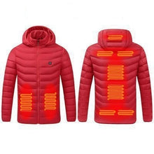 Load image into Gallery viewer, USB Winter Electric Heated Jacket Warm Thermal Jacket, 4 Zone Blue S, 4 Zone Blue M, 4 Zone Blue L, 4 Zone Blue XL, 4 Zone Blue XXL, 4 Zone Blue 3XL, 4 Zone Blue 4XL, 4 Zone Black  S, 4 Zone Black  M, 4 Zone Black  L, 4 Zone Black  XL, 4 Zone Black  XX...