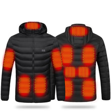 Load image into Gallery viewer, USB Winter Electric Heated Jacket Warm Thermal Jacket, 4 Zone Blue S, 4 Zone Blue M, 4 Zone Blue L, 4 Zone Blue XL, 4 Zone Blue XXL, 4 Zone Blue 3XL, 4 Zone Blue 4XL, 4 Zone Black  S, 4 Zone Black  M, 4 Zone Black  L, 4 Zone Black  XL, 4 Zone Black  XX...