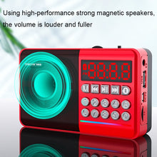 Load image into Gallery viewer, TEMEIYIN LED Digital Display Card Bluetooth Radio Speaker Morning Exercise Portable Player, Red, Red with Light