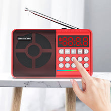 Load image into Gallery viewer, TEMEIYIN LED Digital Display Card Bluetooth Radio Speaker Morning Exercise Portable Player, Red, Red with Light