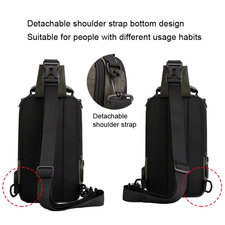 HAOSHUAI 1100-13 Men Multifunctional Chest Bag Casual Shoulder Messenger Bag, 1100-13 Black, 1100-13 Army Green, 1100-13 Gray, 1100-13 Khaki, 1100-13 Dark Blue