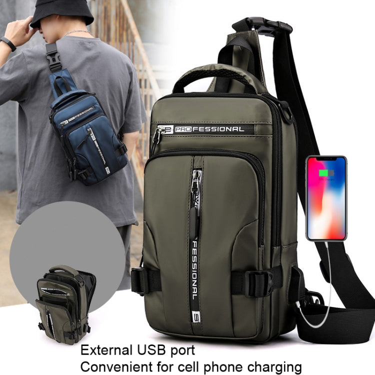 HAOSHUAI 1100-13 Men Multifunctional Chest Bag Casual Shoulder Messenger Bag, 1100-13 Black, 1100-13 Army Green, 1100-13 Gray, 1100-13 Khaki, 1100-13 Dark Blue