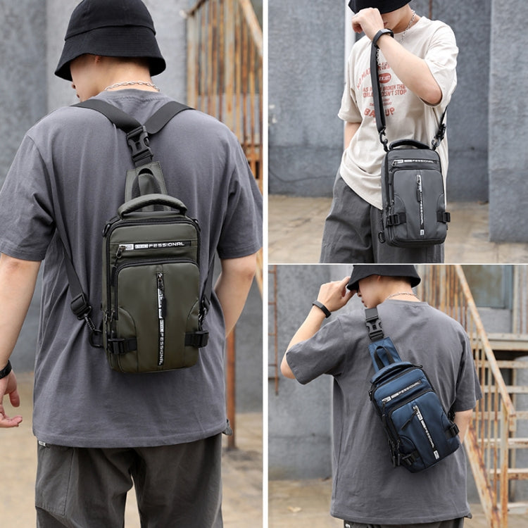 HAOSHUAI 1100-13 Men Multifunctional Chest Bag Casual Shoulder Messenger Bag, 1100-13 Black, 1100-13 Army Green, 1100-13 Gray, 1100-13 Khaki, 1100-13 Dark Blue