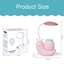 Load image into Gallery viewer, L-0 Cartoon Snail Pen Holder USB Rechargeable LED Soft Eye-Protection Desk Lamp