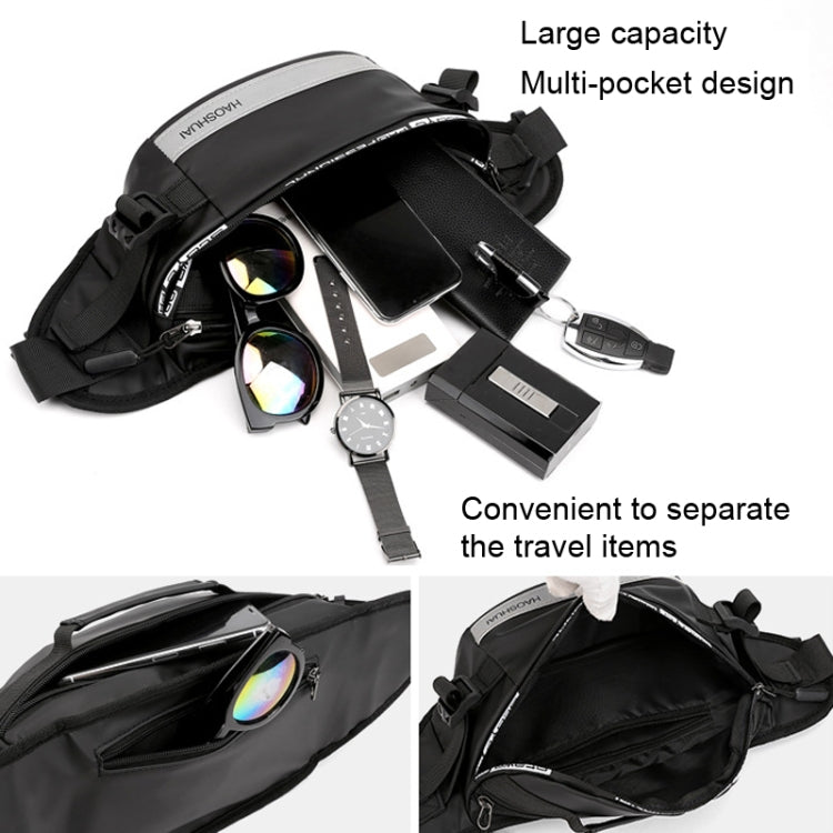 HAOSHUAI Outdoor Running Waist Bag With Reflecting Strip Chest Bag, 1100-6 Army Green, 1100-6 Khaki, 1100-6 Dark Blue, 1100-6 Black), 1100-6 Gray, 1206 Royal Blue Strip, 1206 Silver Gray Strip