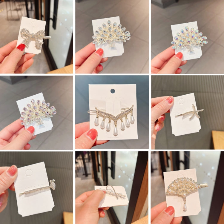 Rhinestone Fashion Hair Clips Women Bangs Headwear, Styles:, 371 Fan, 380 Pearl
