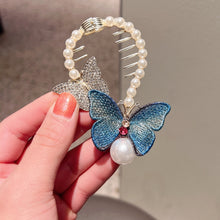 Load image into Gallery viewer, Rhinestone Butterfly Hair Clip Embroidered Ponytail Hair Clasp
