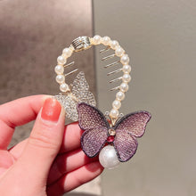 Load image into Gallery viewer, Rhinestone Butterfly Hair Clip Embroidered Ponytail Hair Clasp