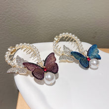 Load image into Gallery viewer, Rhinestone Butterfly Hair Clip Embroidered Ponytail Hair Clasp