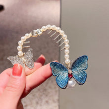 Load image into Gallery viewer, Rhinestone Butterfly Hair Clip Embroidered Ponytail Hair Clasp