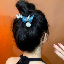 Load image into Gallery viewer, Rhinestone Butterfly Hair Clip Embroidered Ponytail Hair Clasp