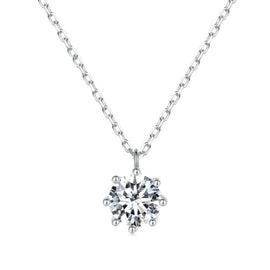 S925 Sterling Silver Sparkling O Chain Necklace Moissanite Pendant, MSN003
