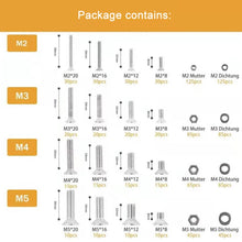 Load image into Gallery viewer, M2/M3/M4/M5 Flat Head Hexagon Socket Screws Gasket Ring Set, 940 PCS/Set