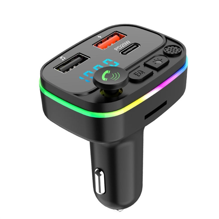 Car MP3 Bluetooth Hands-free Player Car FM Transmitter, P3-PD Fast Charging, P4-QC3.0