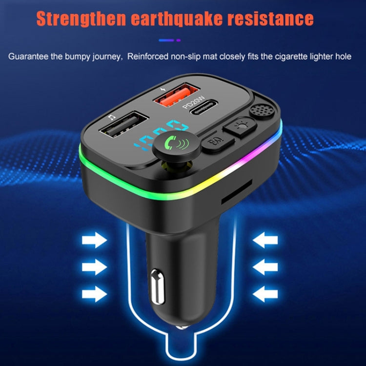 Car MP3 Bluetooth Hands-free Player Car FM Transmitter, P3-PD Fast Charging, P4-QC3.0