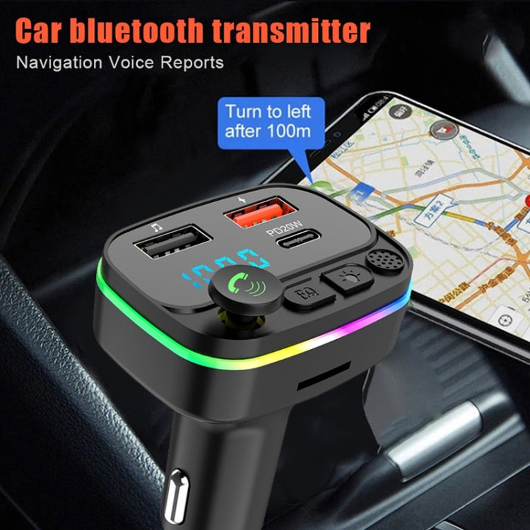 Car MP3 Bluetooth Hands-free Player Car FM Transmitter, P3-PD Fast Charging, P4-QC3.0