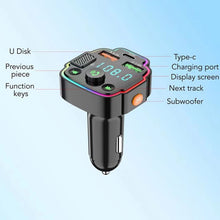Load image into Gallery viewer, Car Bluetooth FM Transmitter PD Fast Charging Ambient Light, Q6, Q8