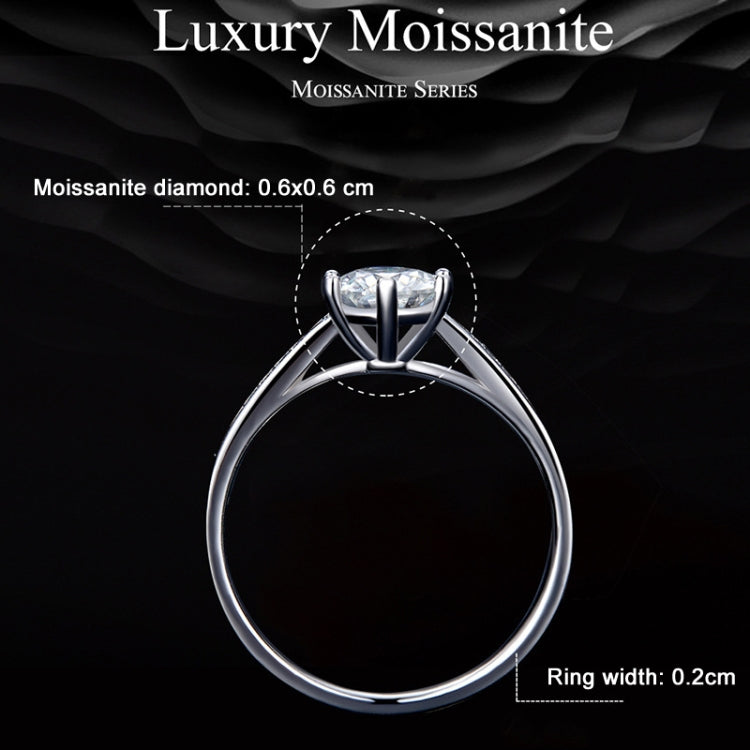 Sterling Silver S925 Six Claw Moissanite Ring White Gold Plated Bracelet, No.6, No.7