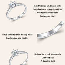 Load image into Gallery viewer, Sterling Silver S925 Six Claw Moissanite Ring White Gold Plated Bracelet, No.6, No.7, No.8, No.9, No.10
