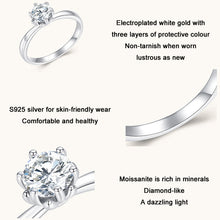 Load image into Gallery viewer, MSR006 Sterling Silver S925 Six Claw Moissanite Ring White Gold Plated Jewellery, No.6, No.7, No.8, No.9, No.10
