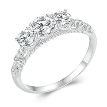 Load image into Gallery viewer, MSR009 Sterling Silver S925 Lace White Gold Plated Moissanite Ring, No.6, No.7, No.8, No.9, No.10