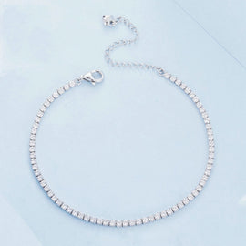 S925 Sterling Silver White Gold Plated Pop Zirconia Bracelet, BSB097