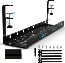 Load image into Gallery viewer, Stretchable Under Desk Cable Management Tray Carbon Steel Cable Organizer Cable Storage Rack, Stretchable Black, Stretchable 30.5-55CM