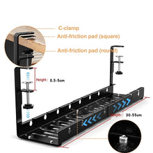 Load image into Gallery viewer, Stretchable Under Desk Cable Management Tray Carbon Steel Cable Organizer Cable Storage Rack, Stretchable Black, Stretchable 30.5-55CM