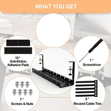 Load image into Gallery viewer, Stretchable Under Desk Cable Management Tray Carbon Steel Cable Organizer Cable Storage Rack, Stretchable Black, Stretchable 30.5-55CM